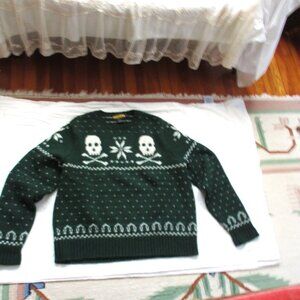 Vintage Ralph Lauren Rugby Men's SKI Skull Bones 100% Wool Sweater X LARGE RARE